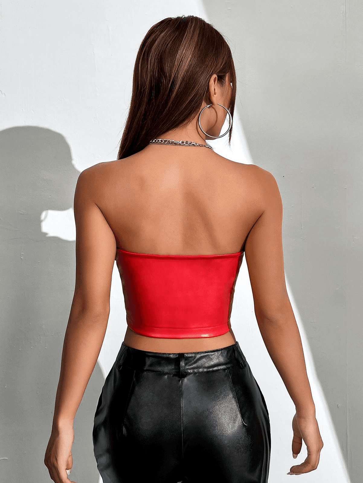 Blusa Tipo Corset Ajustado en Cuerina - Image 2