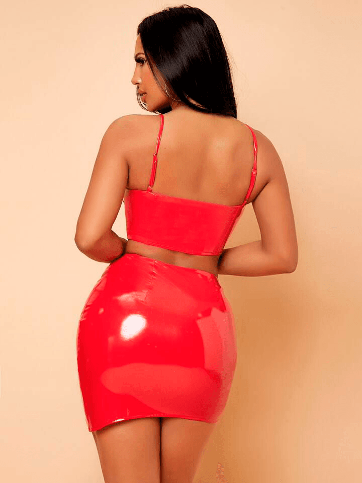 Conjuntos Corset Corto Ajustado y Falda Tiro Alto - Image 2