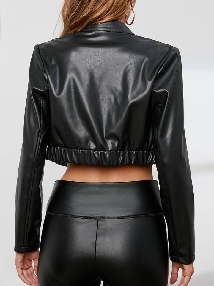 Chaqueta en Cuerina con Botón y cierre Plateado - Image 2