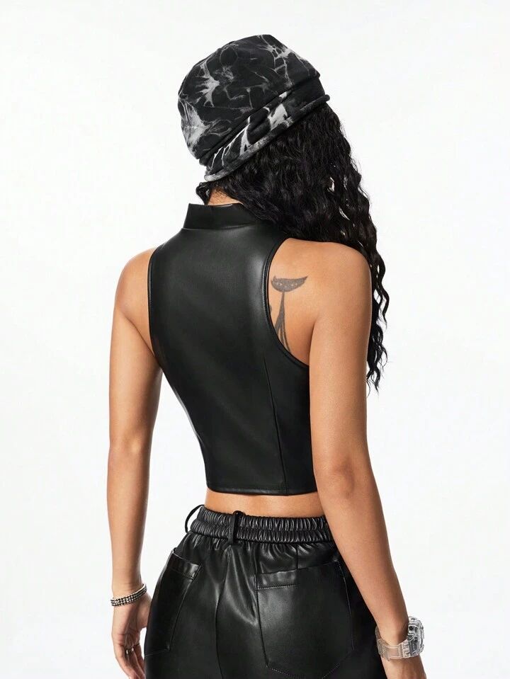 Blusa Ajustada con Cuello Alto y Cierre Delantero - Image 2
